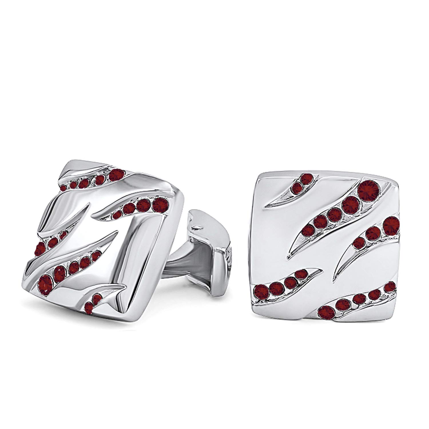 Mahi Rhodium Plated Squarish Cufflinks with Maroon Crystals (CL1100529RMar) (B07MC454M2) Amazon Price History, Amazon Price Tracker