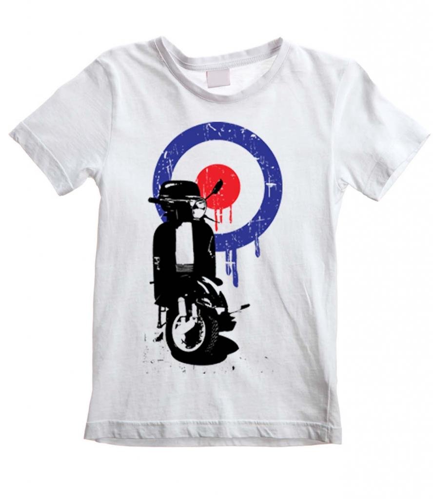 Tribal T-Shirts Unisex Kids White Mod Target Scooter Kids/Childrens T Shirt (Ages 3-12) (Age 11 To 12, )