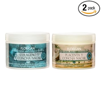 Florigan BodyFace Treatment Creams Set X2 Rejuvenecedora Placenta Concha Nacar & Anti-Arrugas Colageno Concha Nacar, white, 350 Gram