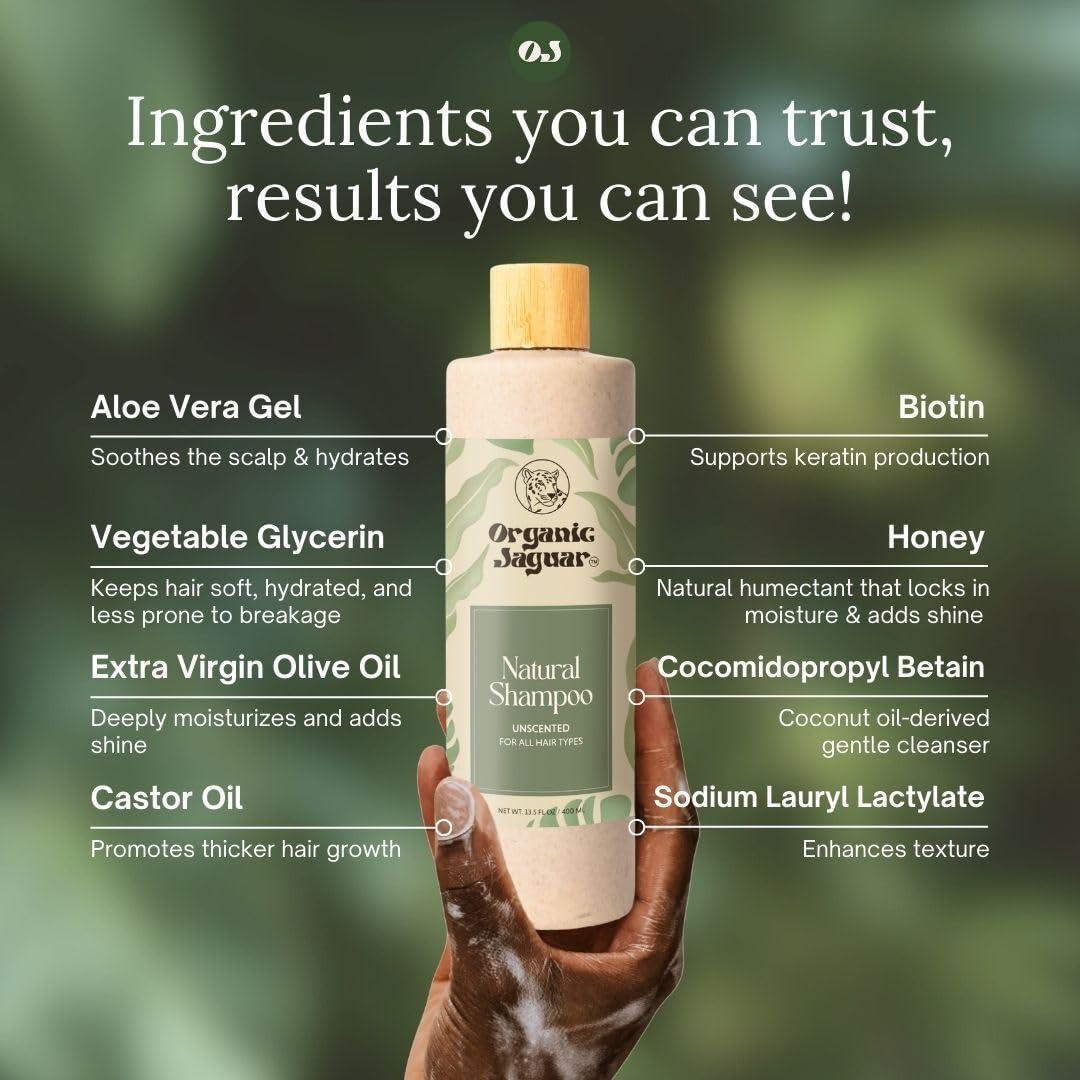 Amazon.com : Organic Jaguar Natural Shampoo for Hair Care, Sulfate