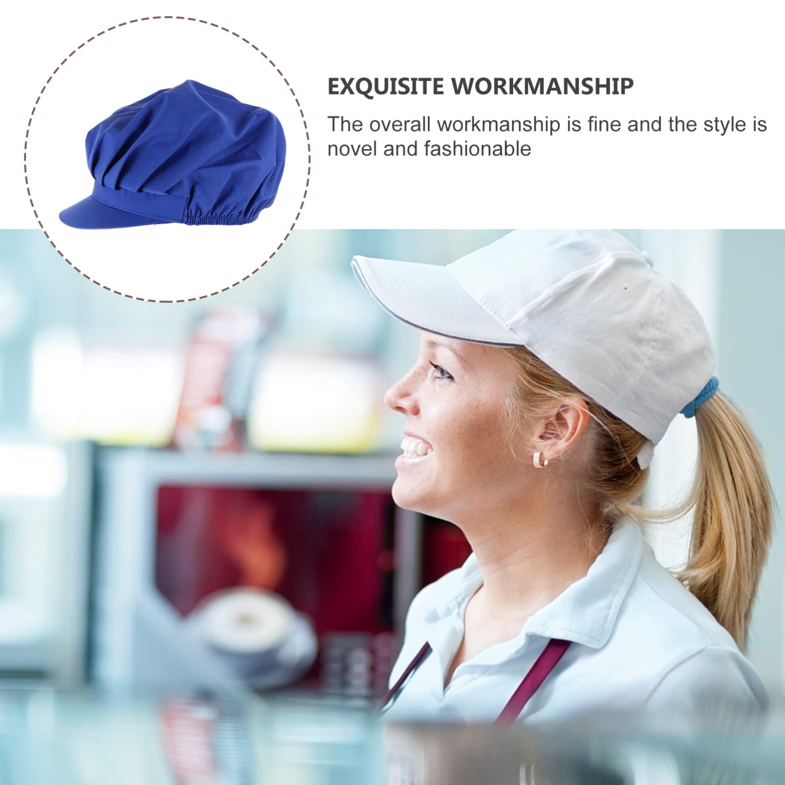 HEALLILY Chef Cap Cappello Elastico in Cotone Traspirante per Cucina Uomini Donne Blu