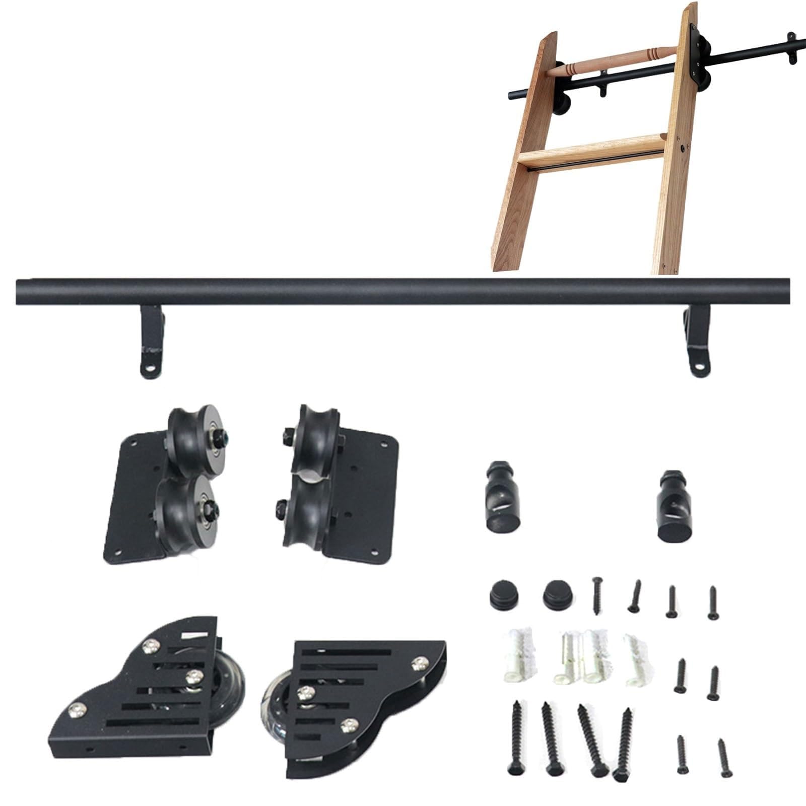 Kit quincaillerie échelle coulissante 1.2m pour aménager la bibliothèque du bureau ou un vestiaire