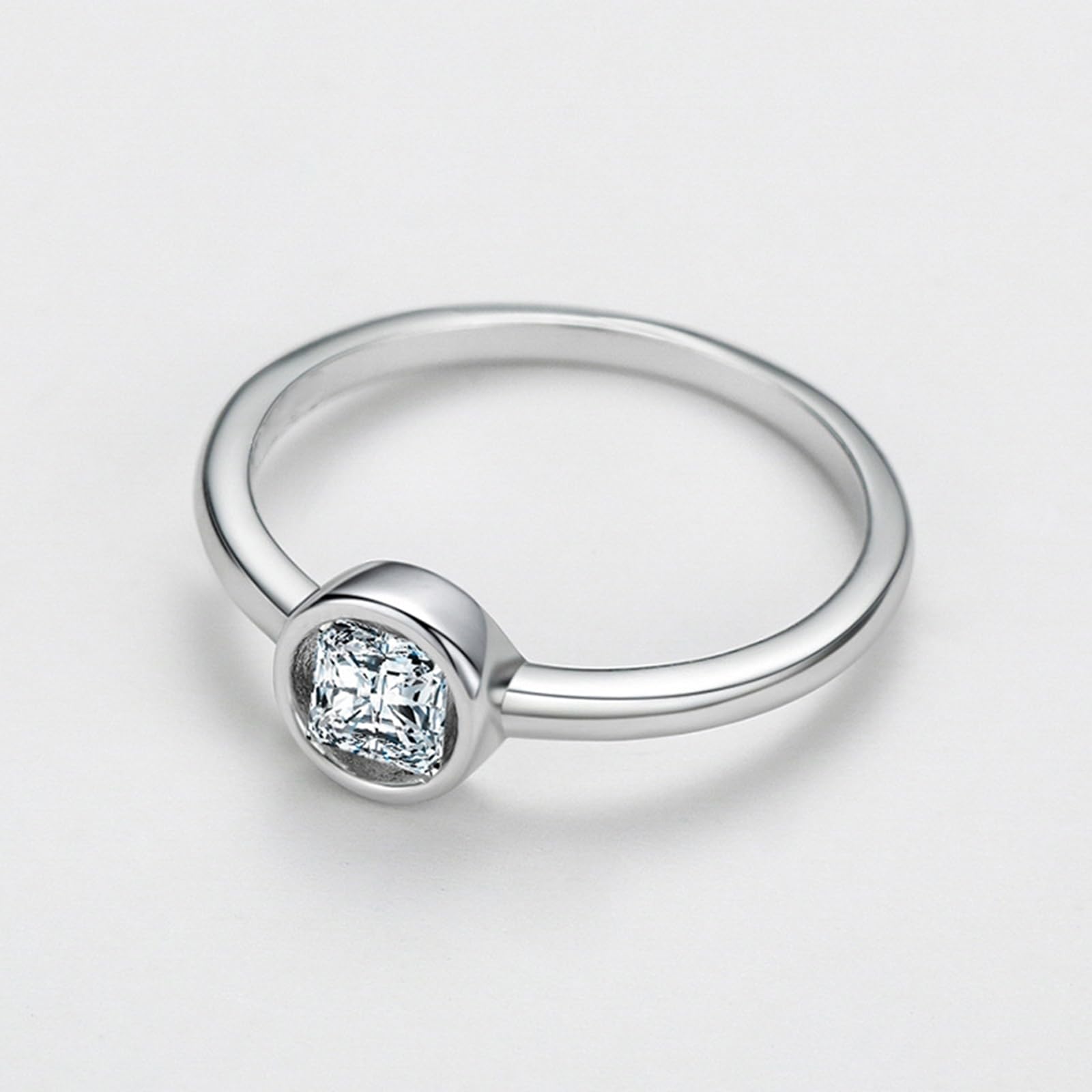 Circle Best pierścionek zaręczynowy dla kobiet z diamentem, pierścionki jubileuszowe dla kobiet, platyna, PT950 i 9K/14K/18K białe złoto, rozmiar H 1/2-V 1/2