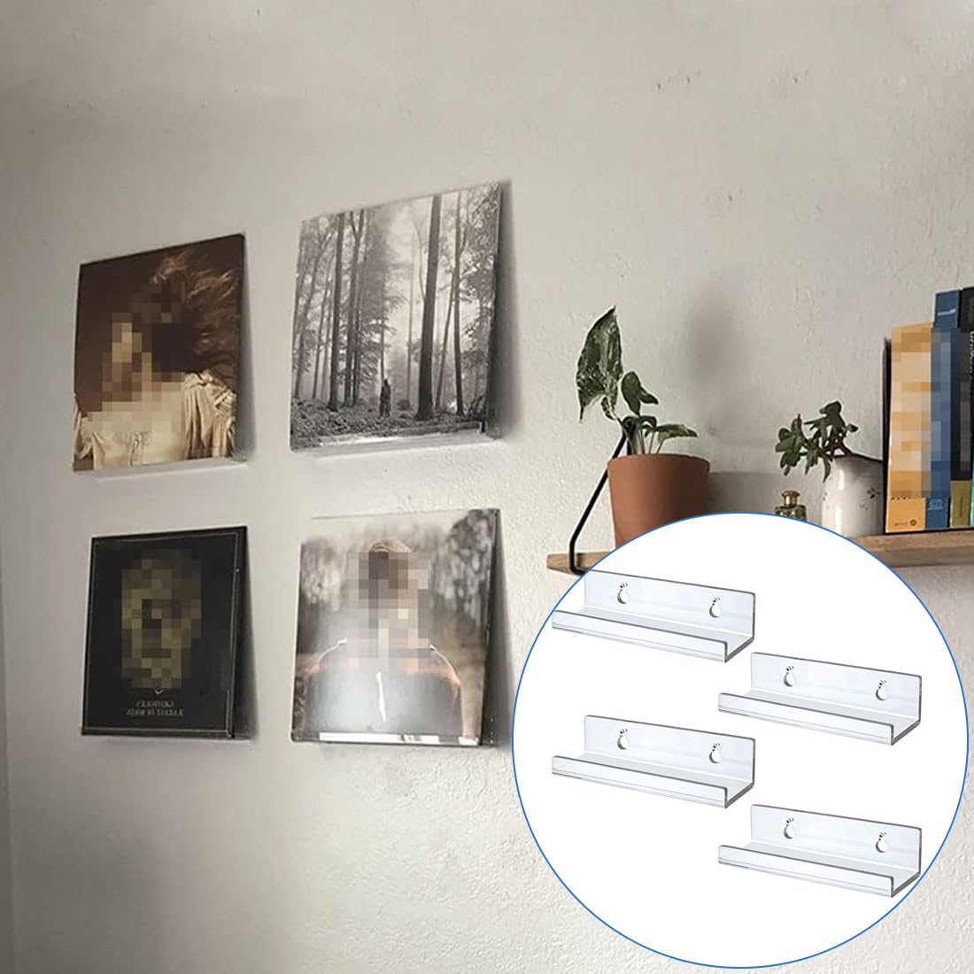 WUSJCOF 4pcs Porta CD Montato a Parete Porta Dischi in Vinile Porta vinili da Parete Porta Album in Acrilico per esporre l'ascolto Quotidiano di LP in Ufficio Decorazione Domestica