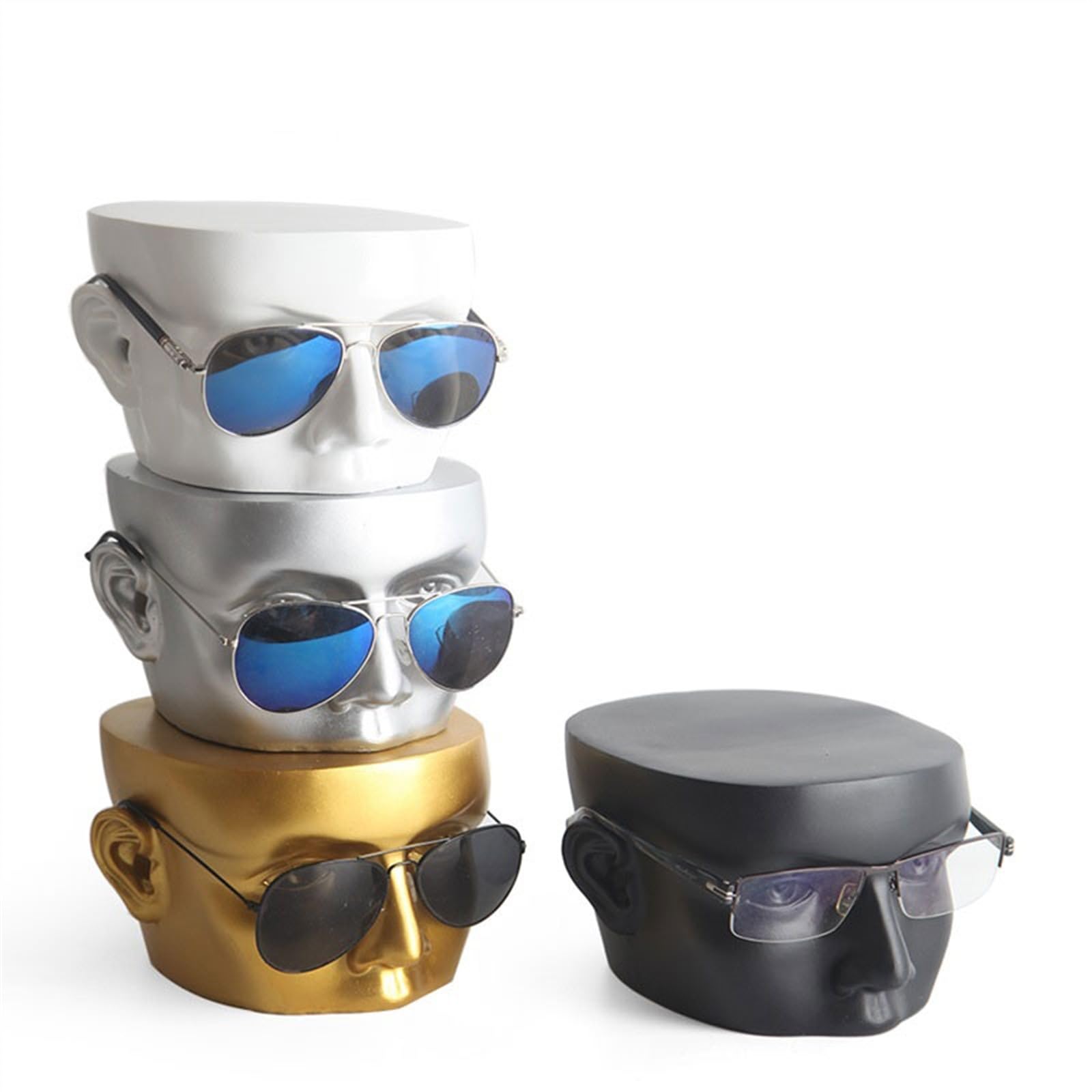 GRFIT Porte Lunettes Moule de tête de Lunettes en résine, Accessoires d'exposition de Lunettes de Soleil, présentoir de fenêtre de Magasin de Lunettes Rangement Lunettes (Color : Gold)