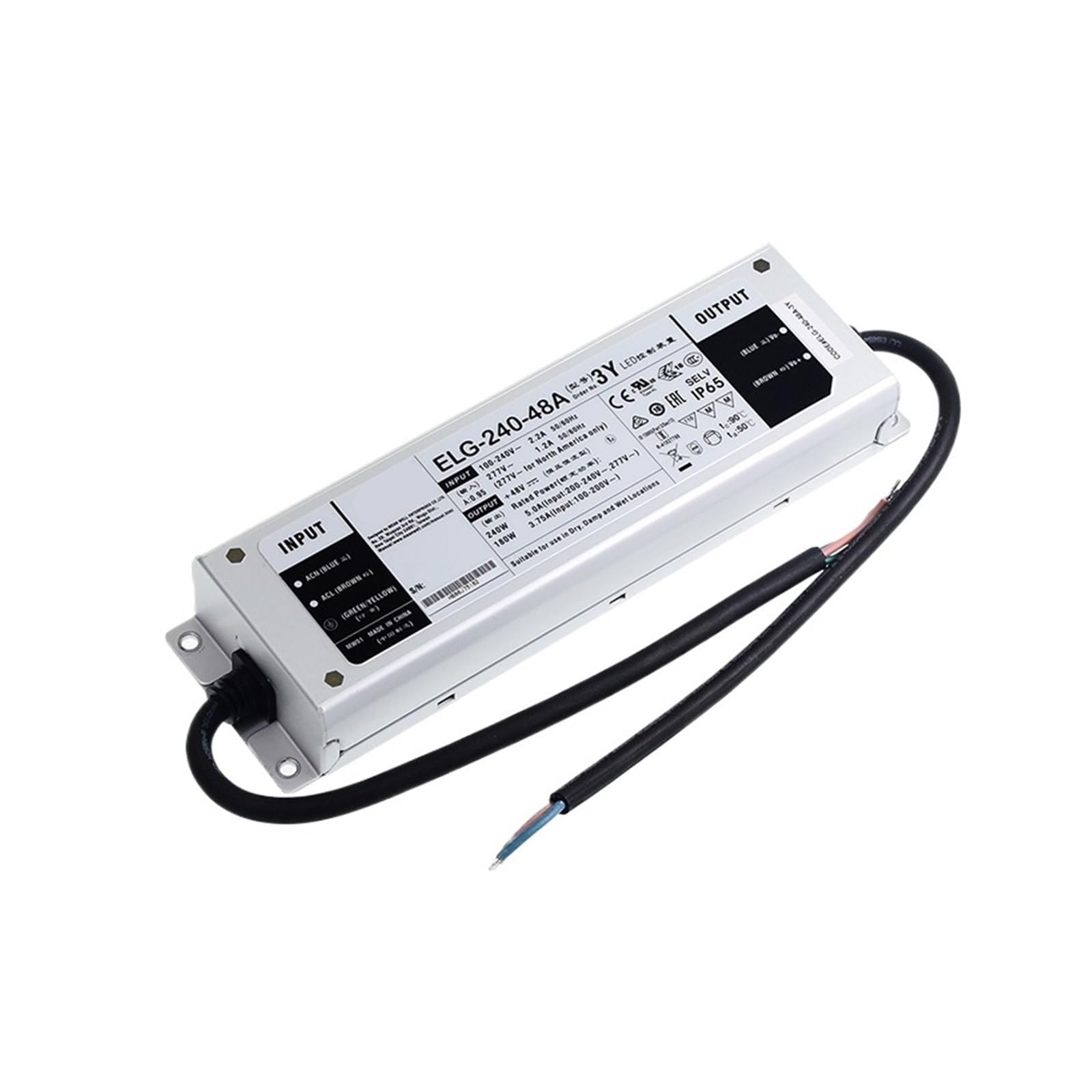 JGNAYRKJQI ELG-240-48AB 240W LED Dimming Power Supply 110V/220V AC to 48V DC 5A Waterproof IP65 Adjustable led Driver