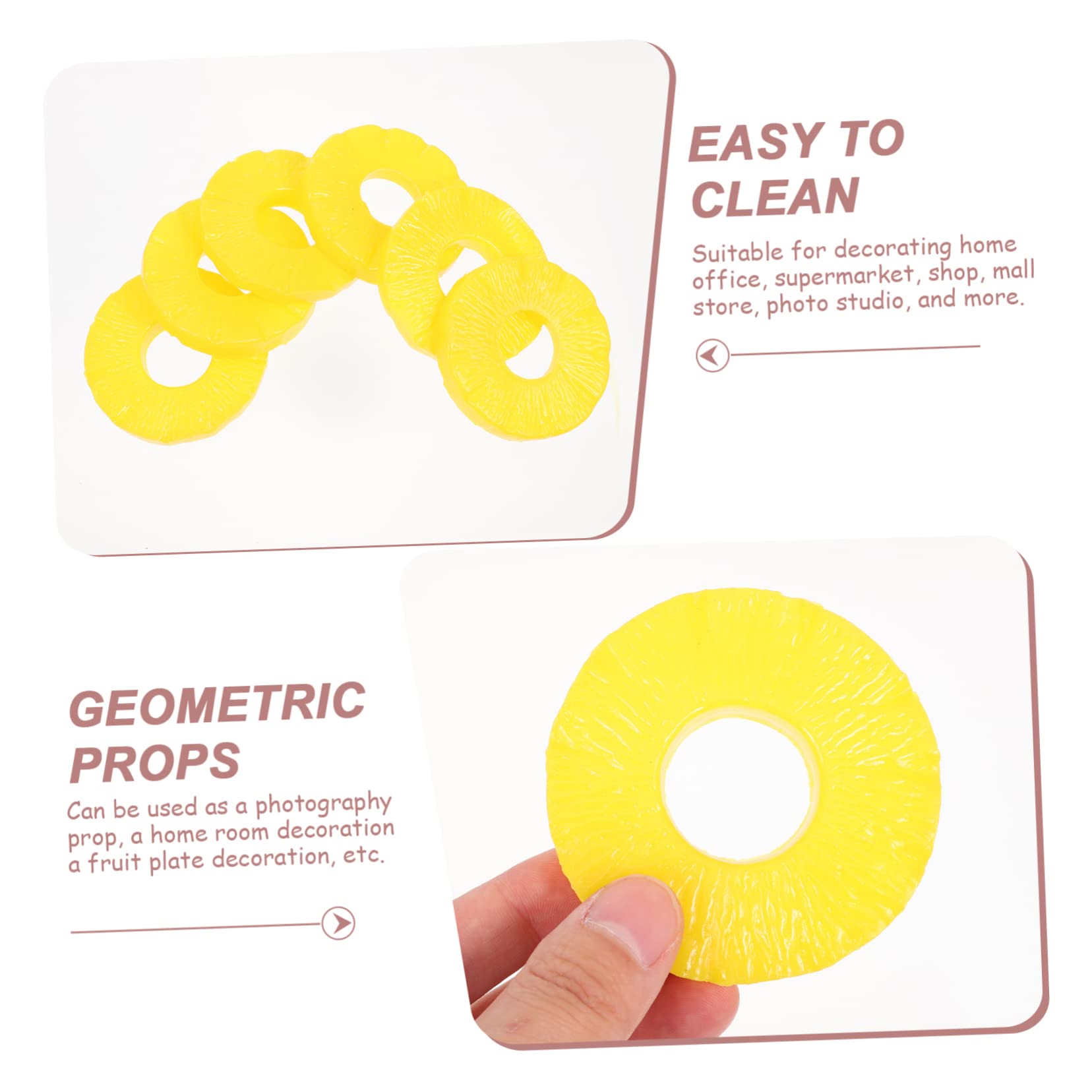 GARVALON 24piezas Rodajas De Piña Artificiales De Plástico Decoración De Frutas Falsas para Fotografía Accesorios De Fiesta y Hogar