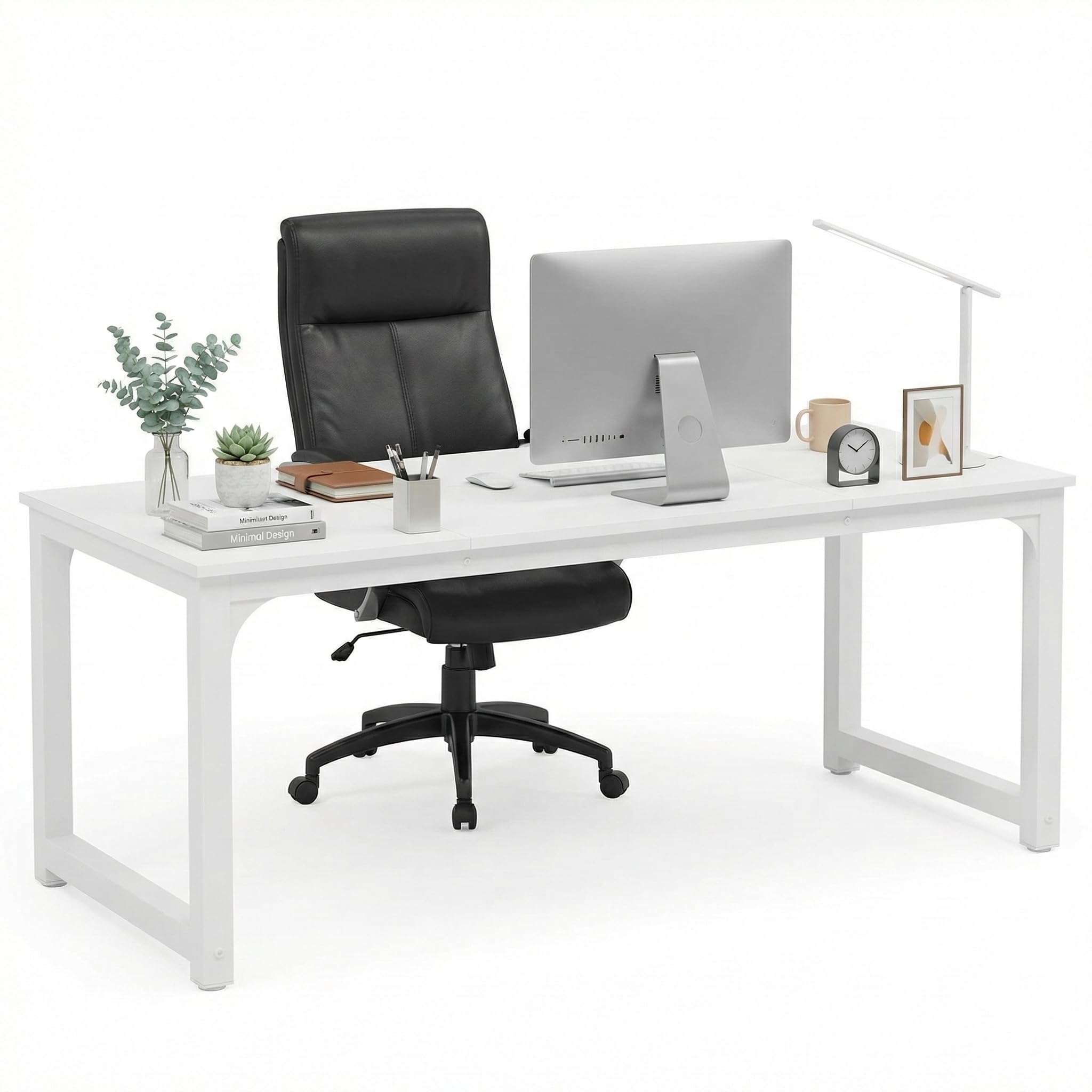Lailang 160cm Scrivania Computer, Workstation, Scrivania Studio Casa, Scrivania In Legno, Tavolo Ufficio Riunioni, Scrivania Grande, 160 x 80 x 75 cm, Bianco