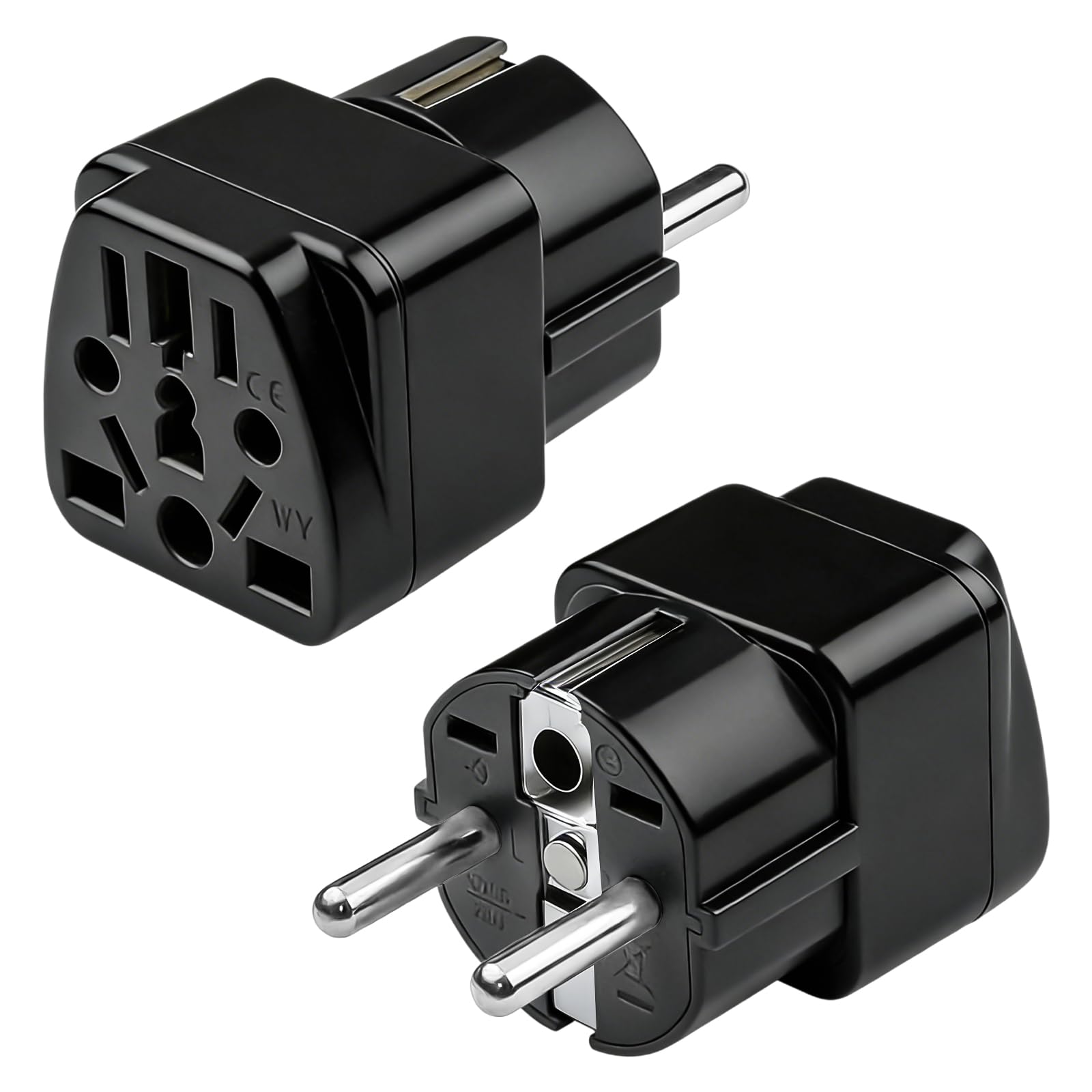 2 Stück Steckdosenadapter, US to EU Adapter, UK Adapter auf EU, Universal Adapters, Internationaler stecker adapters für Deutschland, USA, UK, Schweiz, China,usw