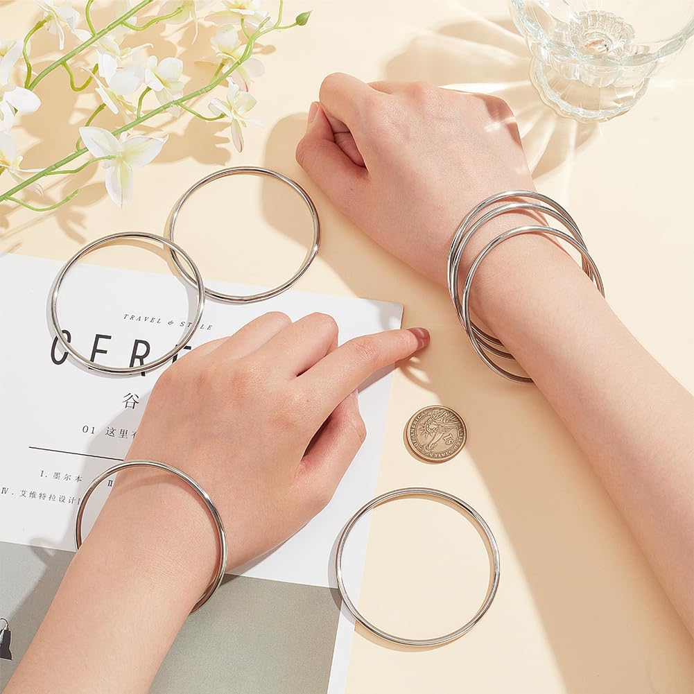 BENECREAT 8-teiliges Armband-Set Aus Edelstahl | Dünne Stapelbare Armbänder 3 Mm Breit | Schmuck Für Damen