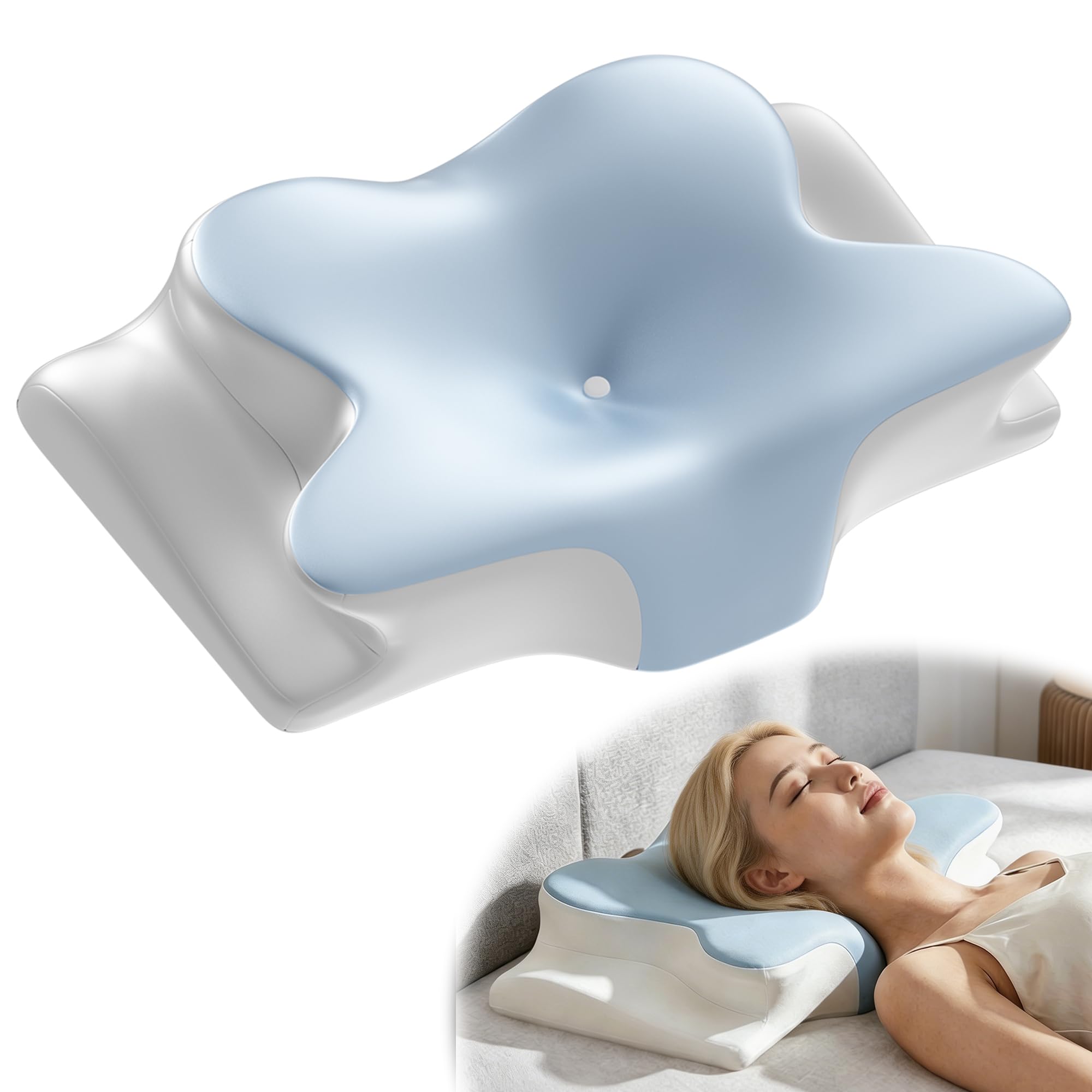Almohada Cervical para Aliviar El Dolor, Almohada Ergonómica para Dormir De Lado Que Proporciona Soporte para El Cuello, Almohada Ortopédica Contorneada para Cama