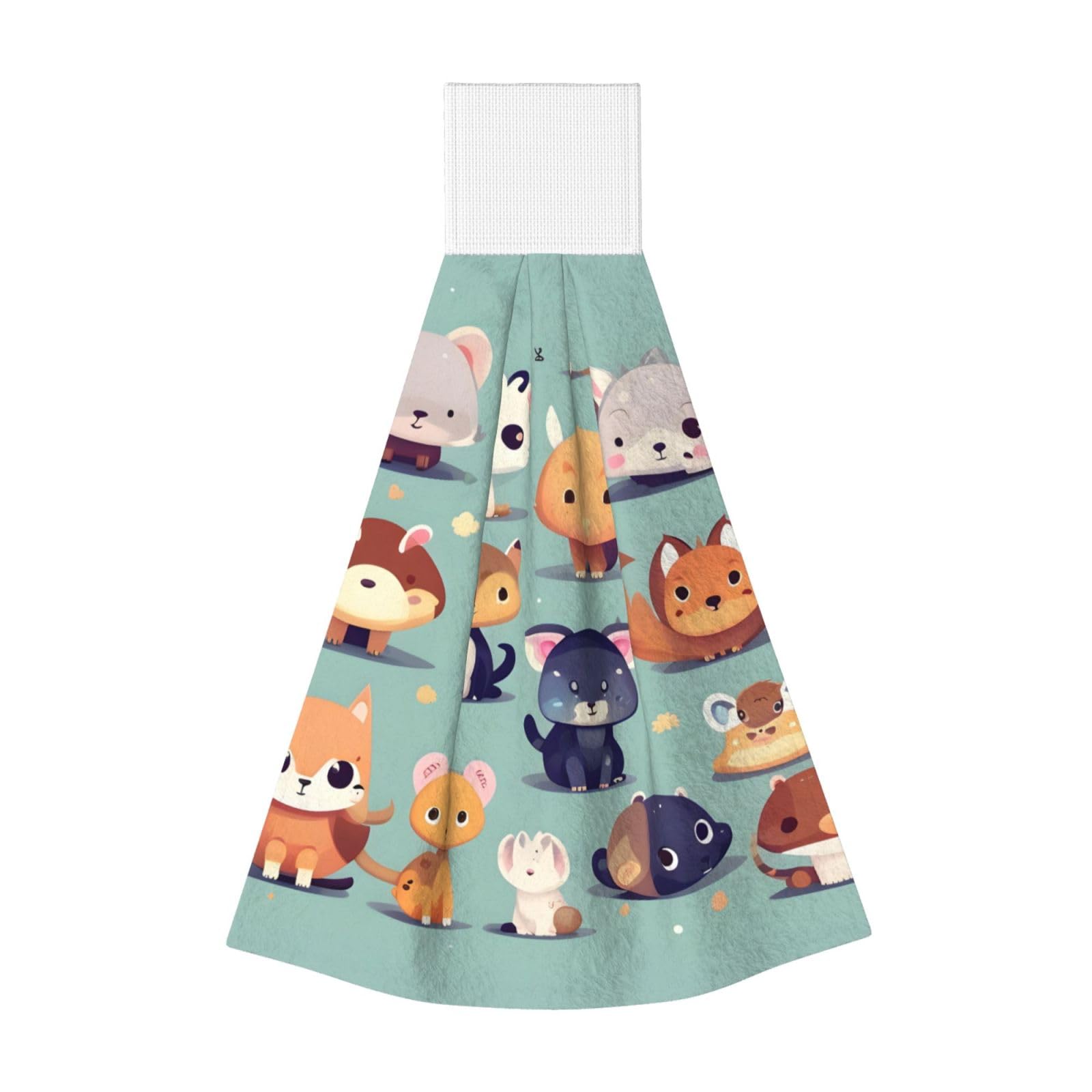 WUPngg Cute little animals Bathroom Tie Towels/Dish Cloth,Kitchen Hanging Towel, Coral Fleece Dry Cleaning Hand Dishcloths One Size