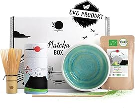 ORIGEENS MATCHA TEE SET - BIO Matcha Tee aus Japan, Handwerkliche Schale aus Portugal, Matcha Besen