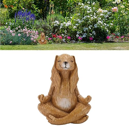 Escultura de conejo meditando de resina 4.7 pulg miniatura 3