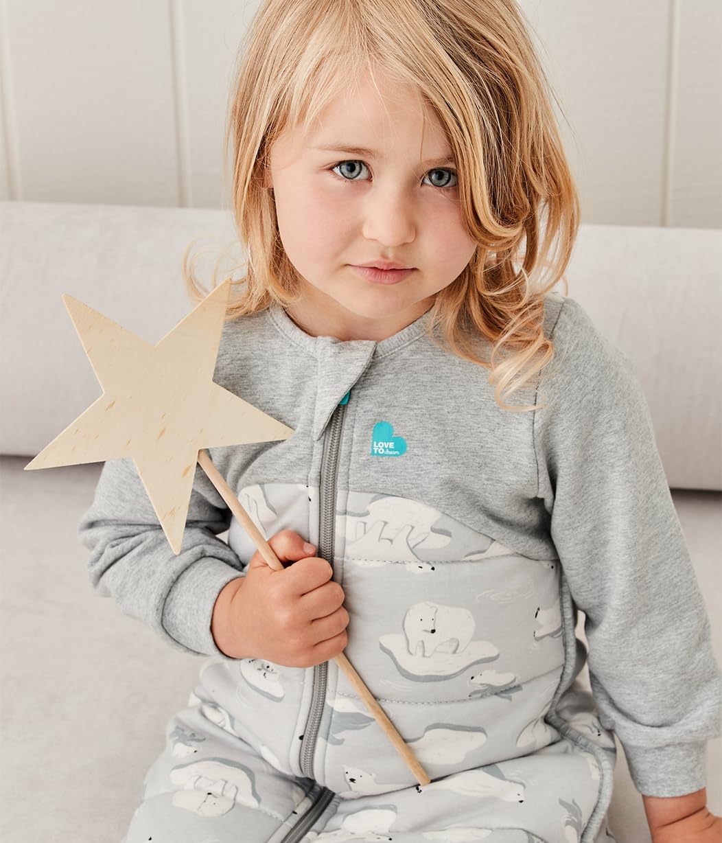 Love To Dream sacco nanna, 18-36 mesi - Grigio Polo Sud | Coperta e trapunta indossabile extra calda, maniche lunghe | 3,5 Tog per autunno e inverno (14–16°C) | Doppia cerniera