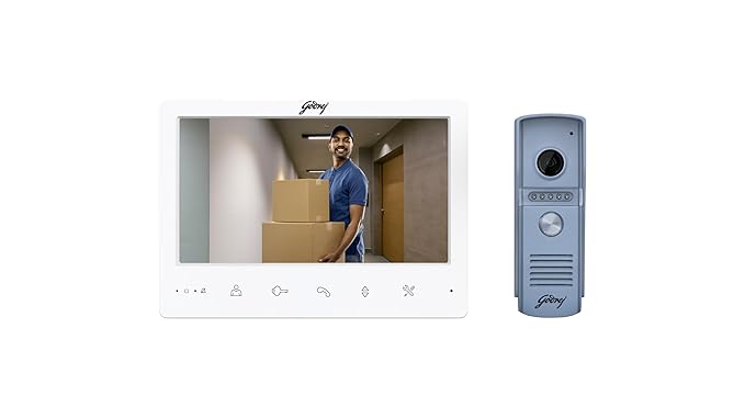 Godrej Security Solutions Seethru NeX White Video Door Phone | 7-Inch TFT LCD with Touch Button | Support 2 Way Talk & IR LED for Night Vision | Motion Detection | Hands-Free Calling