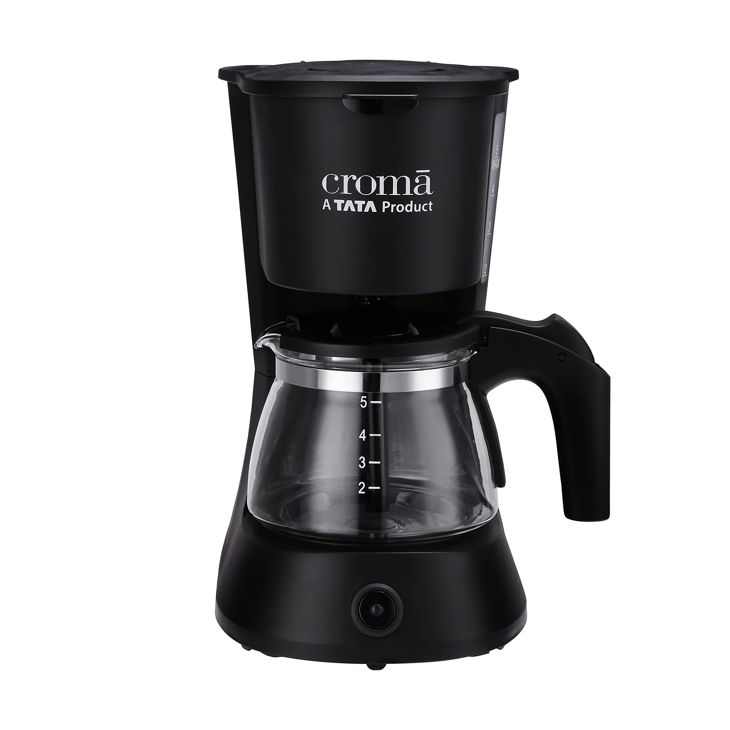 Croma Drip Coffee Maker 0.6L with 5 Cup Capacity, Keep Warm Function & Borosilicate Glass jar (600W) (CRAK0029, Black)
