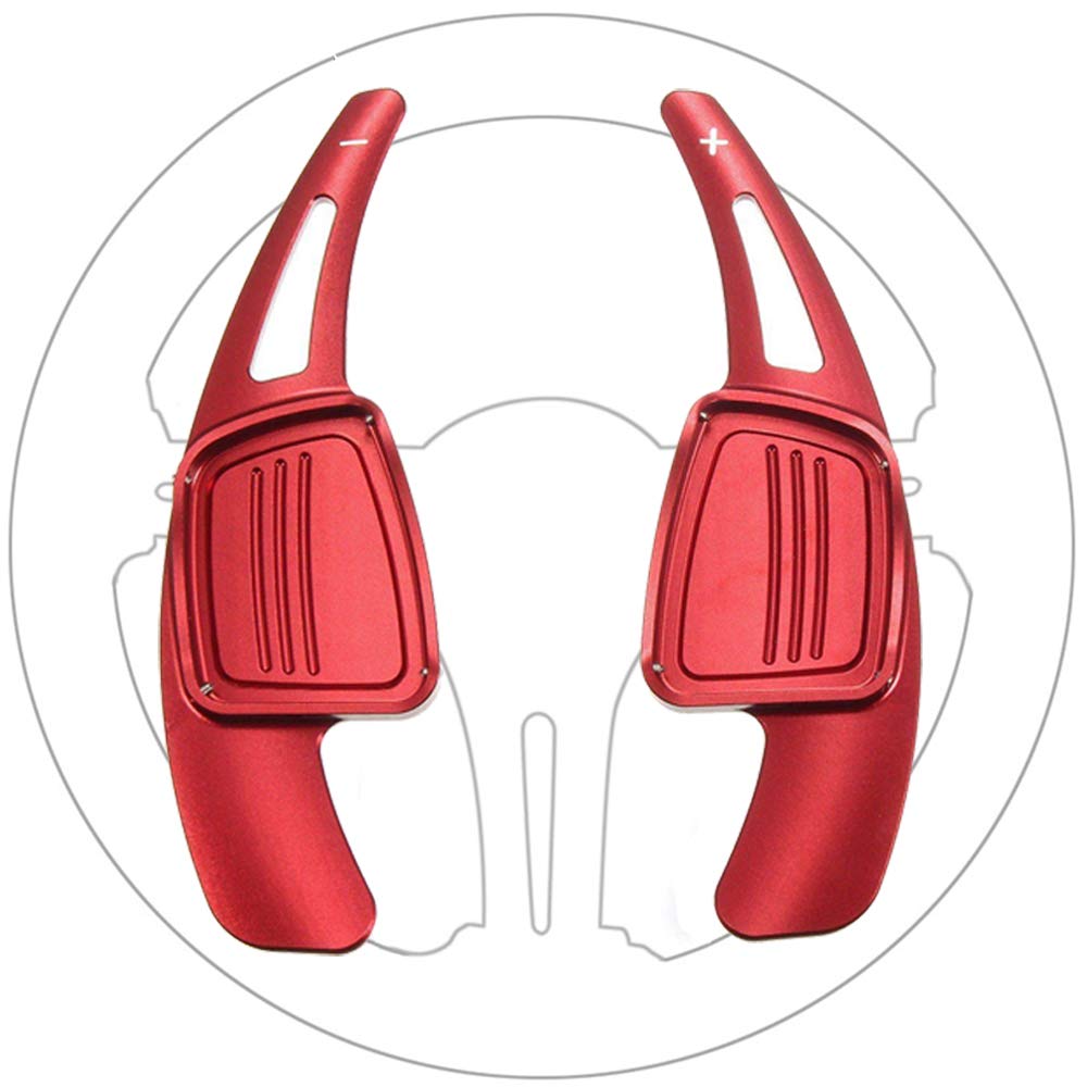 Great-luck Aluminum Steering Wheel Paddle Shifter Extensions Covers 2 pieces(red)for Audi A3、A4、A5、A7、A8、S3、S5(2017-2018) Q5、A8(2018-2019) Q7、TTS(2016-2019) TT(2015-2018)