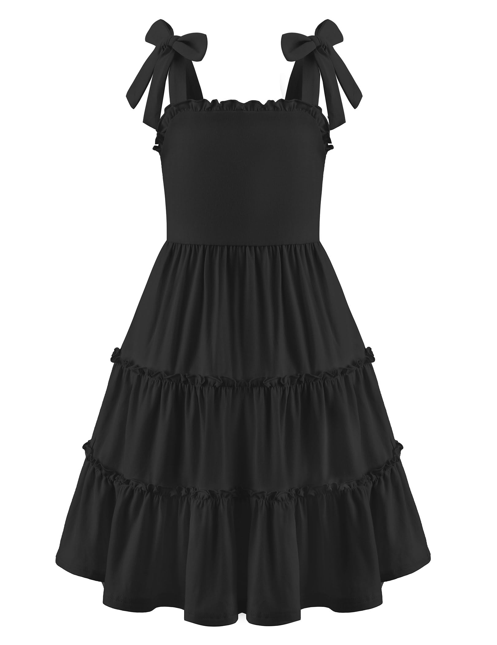 Arshiner Robes Fille Bretelles à Papillon d'été Robe en Coton sans Manches Élégante Trapèze Robe pour Fille 5-14 Ans