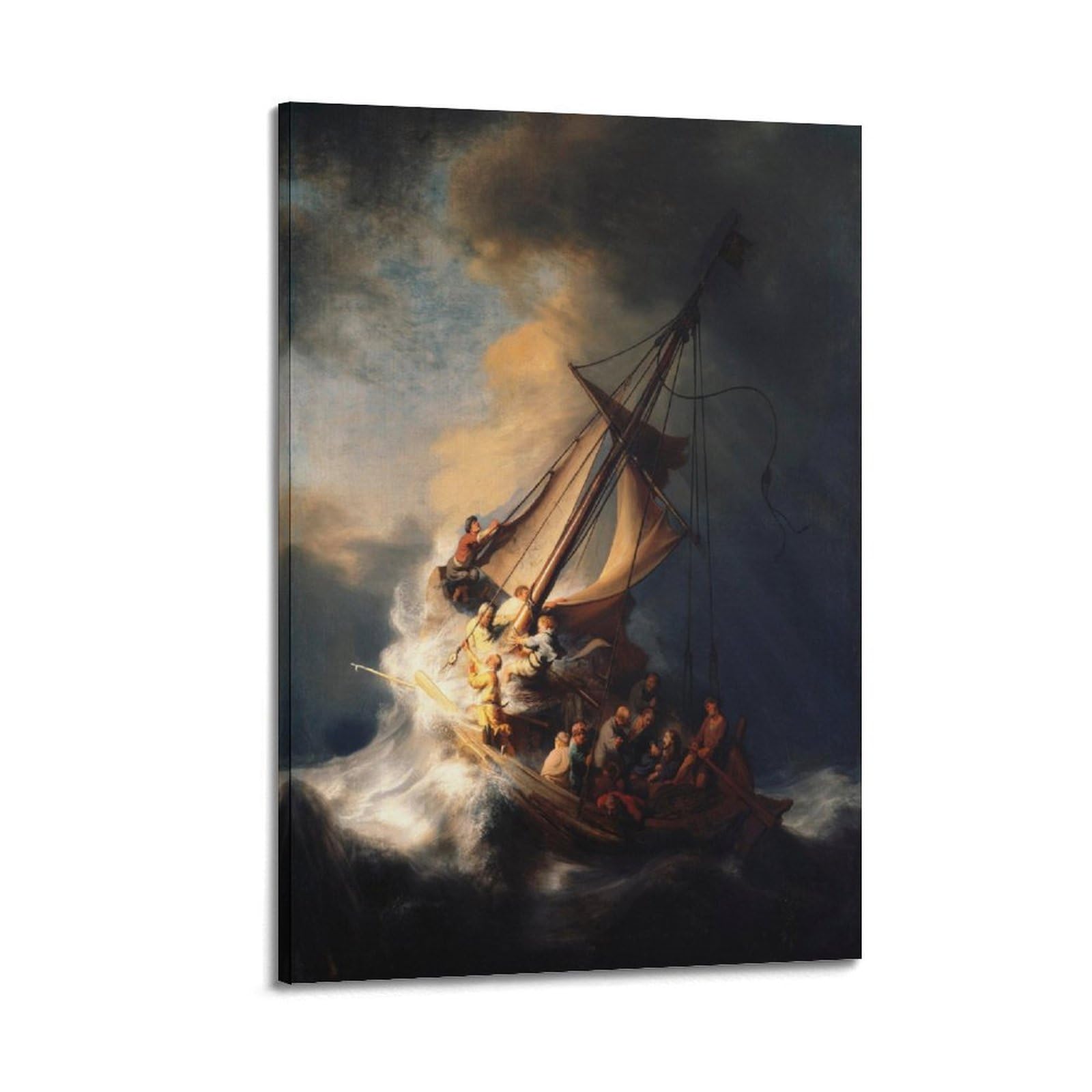 Ymxsdimds Frame-Style The Storm On The Sea Of Galilee By Rembrandt Van Rijn Painting Poster Canvas And Wall Art Picture Print Modern Family Bedroom Decors 08X12inch(20X30cm)