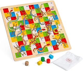 Bigjigs Toys Traditional Snakes and Ladders Game - Quality Snake and Ladders Family Games for Kids and Adults, Up to 4 Players, Board Game Includes Counters & Dice - Amazon Deal & Rabatt