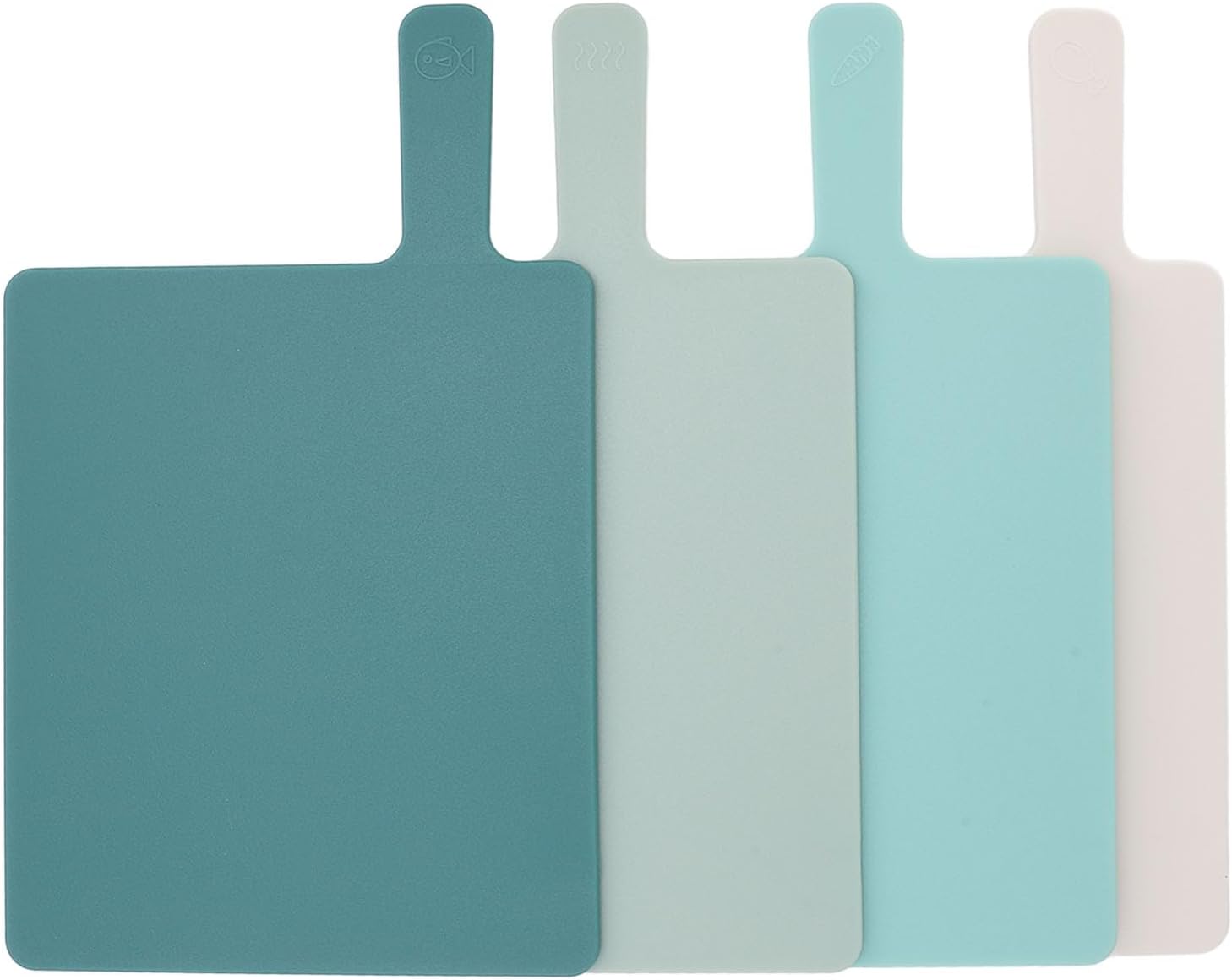 4PCS Plastic Cutting Board with Food Icons Set, Color Coded Chopping Boards with Storage Stand, Keep Kitchen and Organized for Home Restaurant Picnic Camping