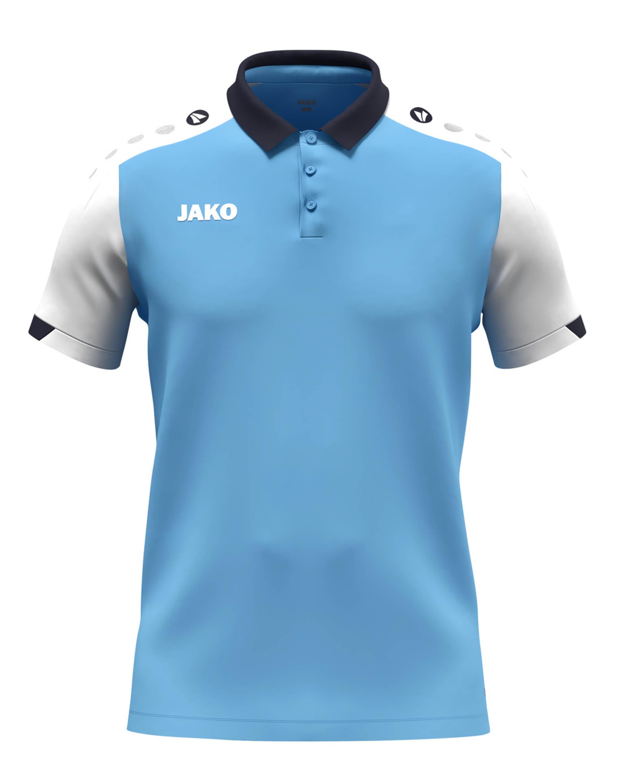 JAKO Unisex Poloshirt Dynamic, SkyBlue/weiß/Marine, XL