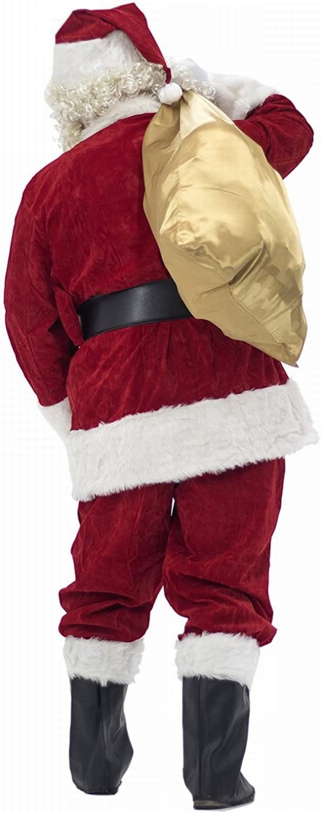 Costume Babbo Natale Deluxe Per Uomo – Completo In Velluto Con Barba, Cintura E Copristivali, Feste E Natale