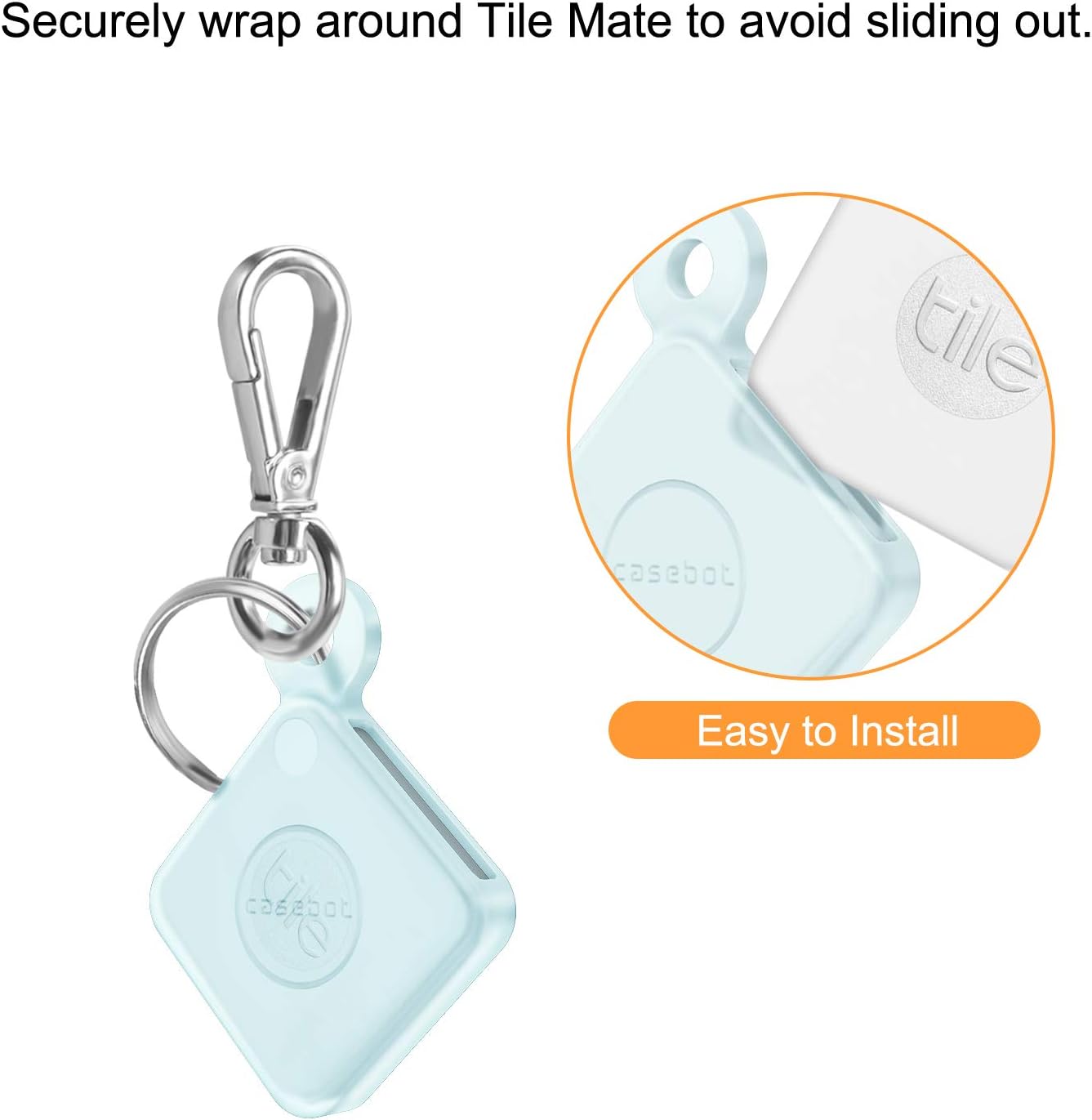 fintie silicone case with carabiner keychain for tile mate 2020 2018 anti scratch lightweight soft protective sleeve skin cover blue glow in th
