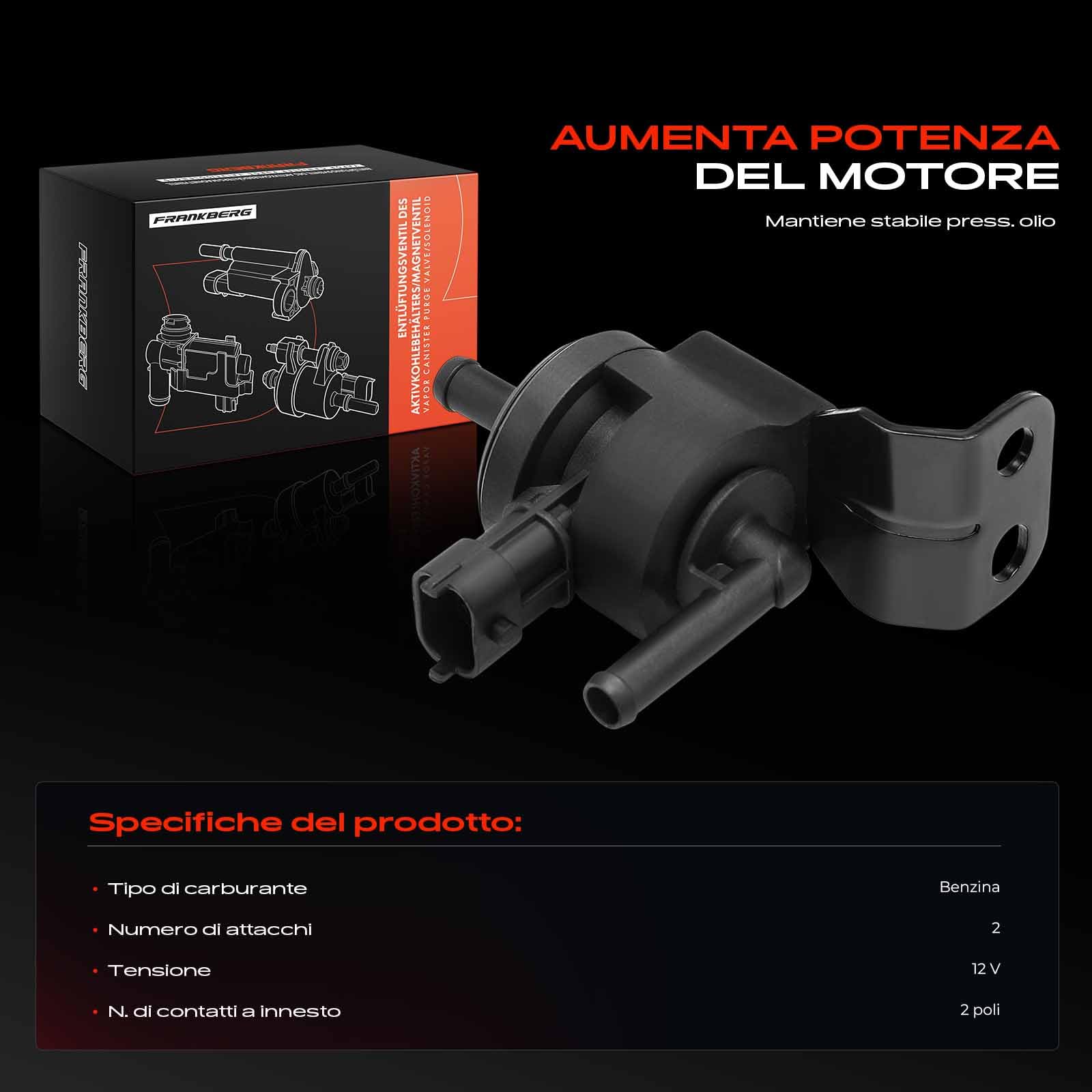 Frankberg Valvola di sfiato Valvola di sfiato serbatoio 2-Poli Compatibile con iX20 JC 1.4 1.6 1.4 CRDi 1.4 LPG 1.6 LPG 2010-2019 Replace# 0280142576 290152B000