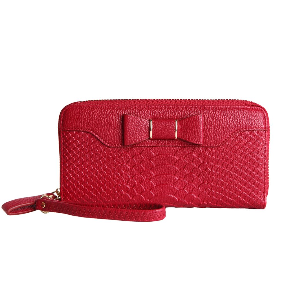 Womens Leather Zipper Wallet, Large Wallet Organizer, Wristlet Travel Clutch Wallet Purse For Ladies