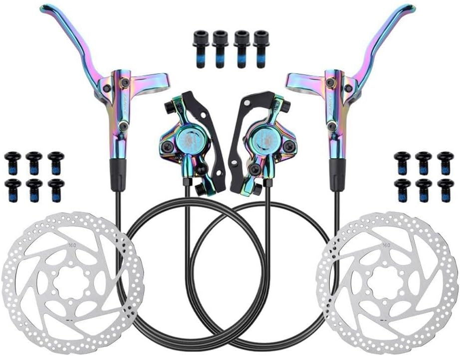 Hydraulic Brake Set Disc Brake Bicycle Set Front and Rear Professional Bicycle Hydraulic Brakes with Brake Discs for Mountain Bike, E-Bike, Road Bike (Black)
