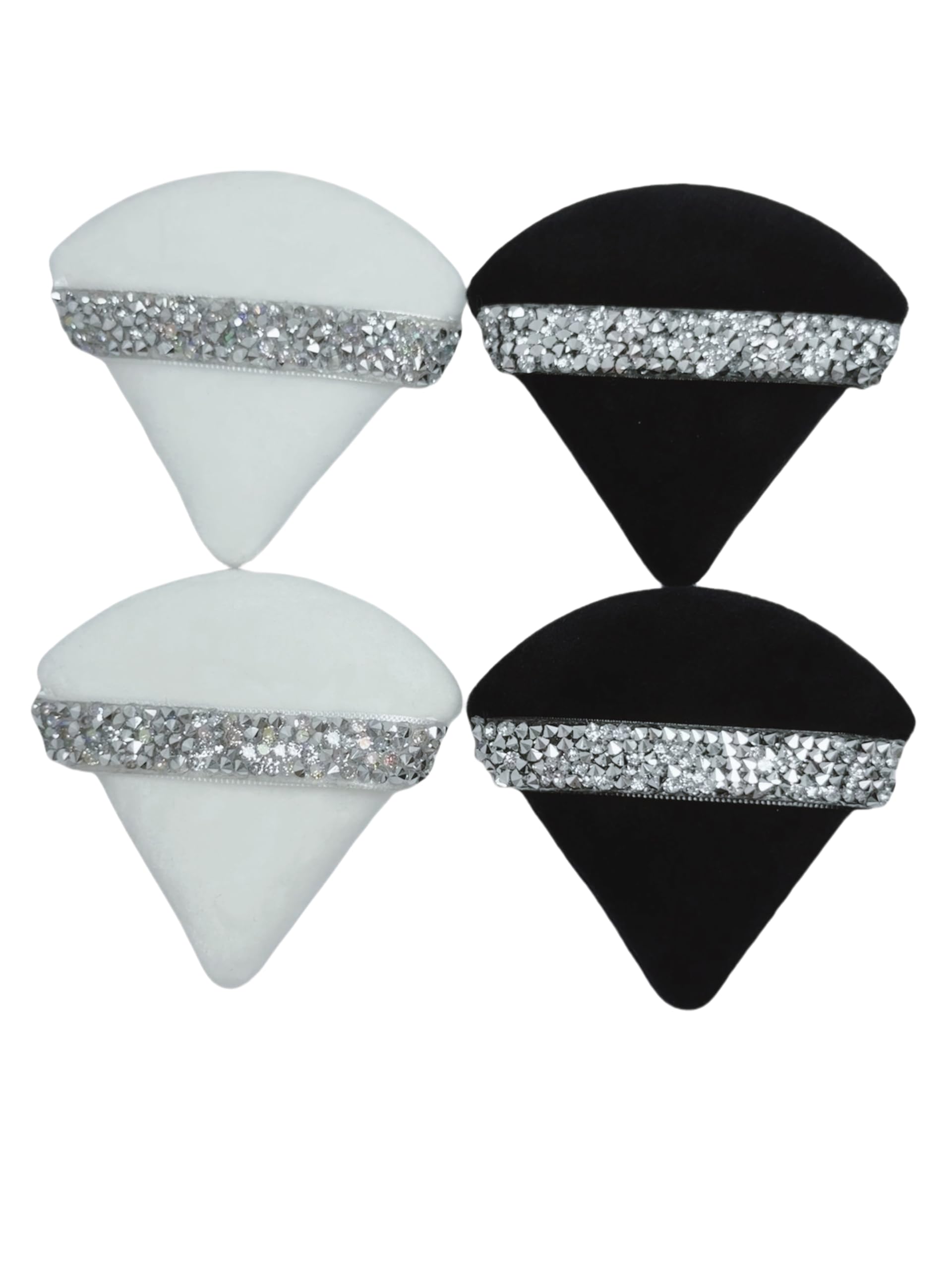 ButiFlora 4P Crystal-Studded Shimmering Makeup powder puffs, Triangular Face Makeup Puff, Suitable for Undereye Setting/Loose Powder/Foundation/Makeup