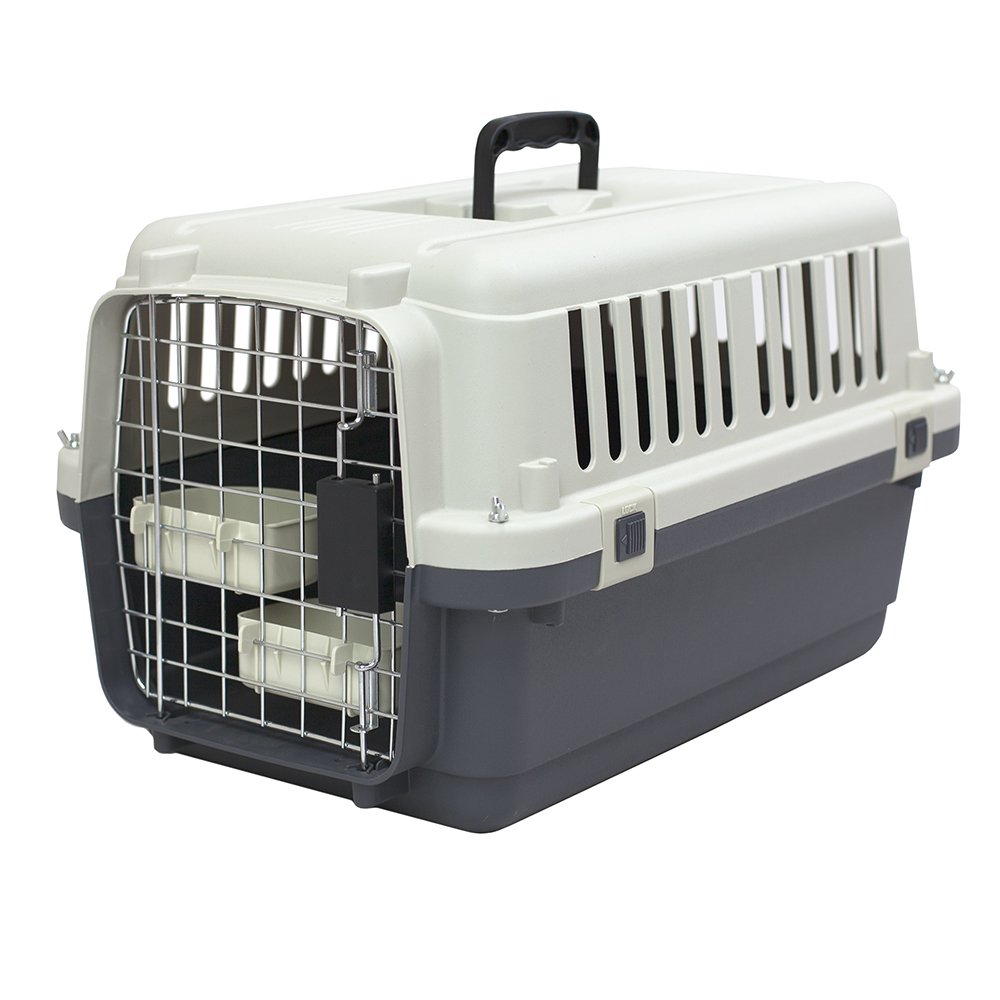 SportPet Designs Plastic Kennels Rolling Plastic Wire Door Travel Dog