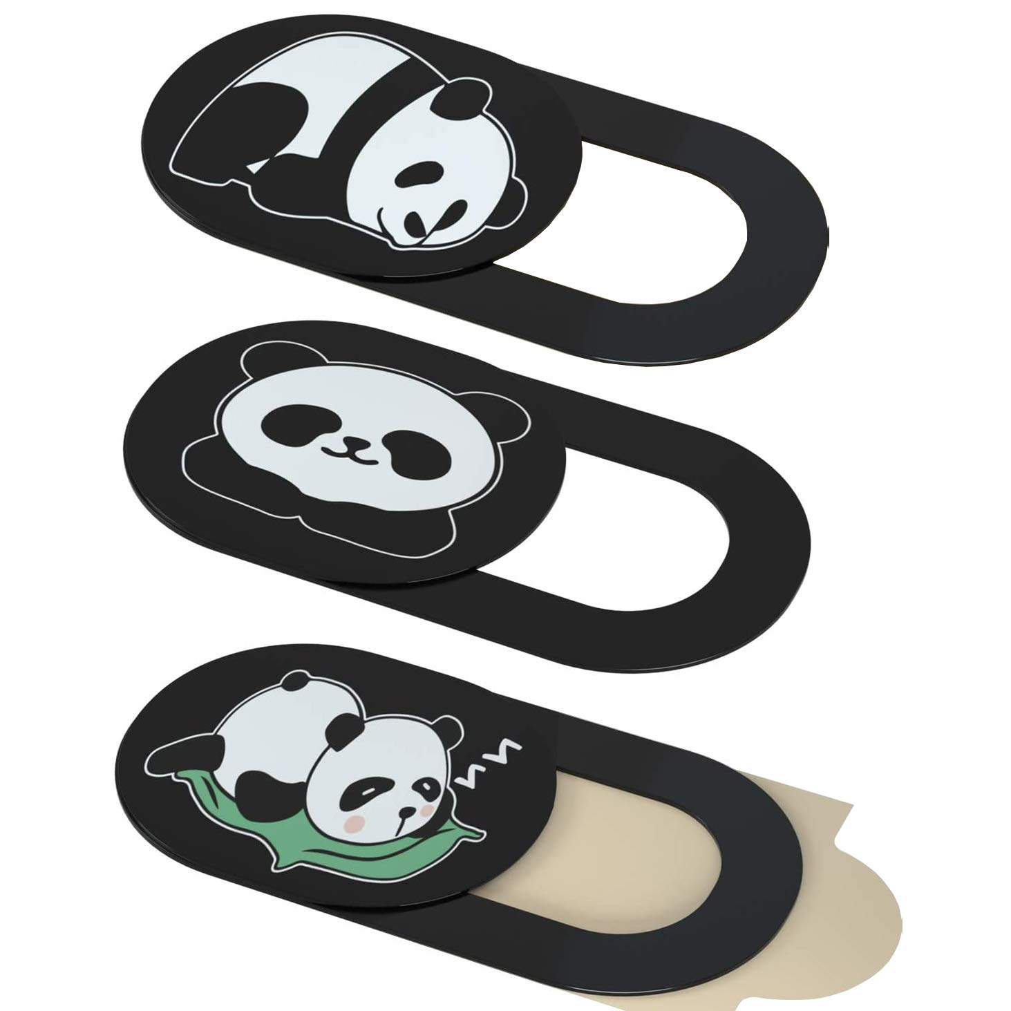 Exrp Webcam Cover Slide Cute Pattern Web Camera Cover 0.02-Inch Ultra-Thin Fits for Laptop MacBook Pro iMac Air Computer Smartphones Tablets Protect Your Privacy and Security (Panda-3Pack)
