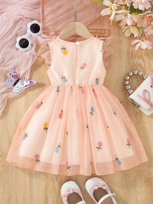 Image of Niren Enterprise Printed Knee Length Sleeveless Round Neck Stylish Girls Party Dress