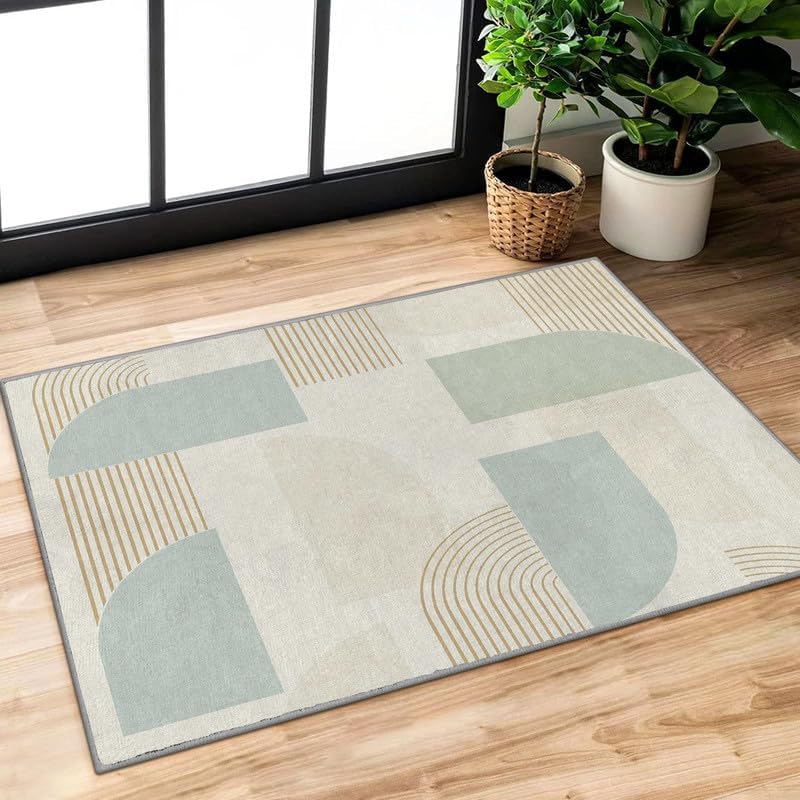 Alfombra de área pequeña de flores de 2 x 3 pulgadas, lavable, alfombra de entrada con estampado retro, suave, antideslizante, para puerta