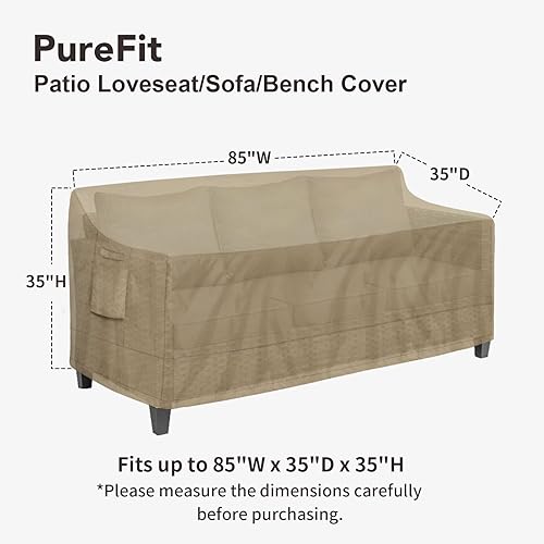 Miniatura 2 de PureFit Funda impermeable para sofá de exterior, funda para muebles de sofá de patio, funda de 3 plazas para exteriores con ventilación de aire y