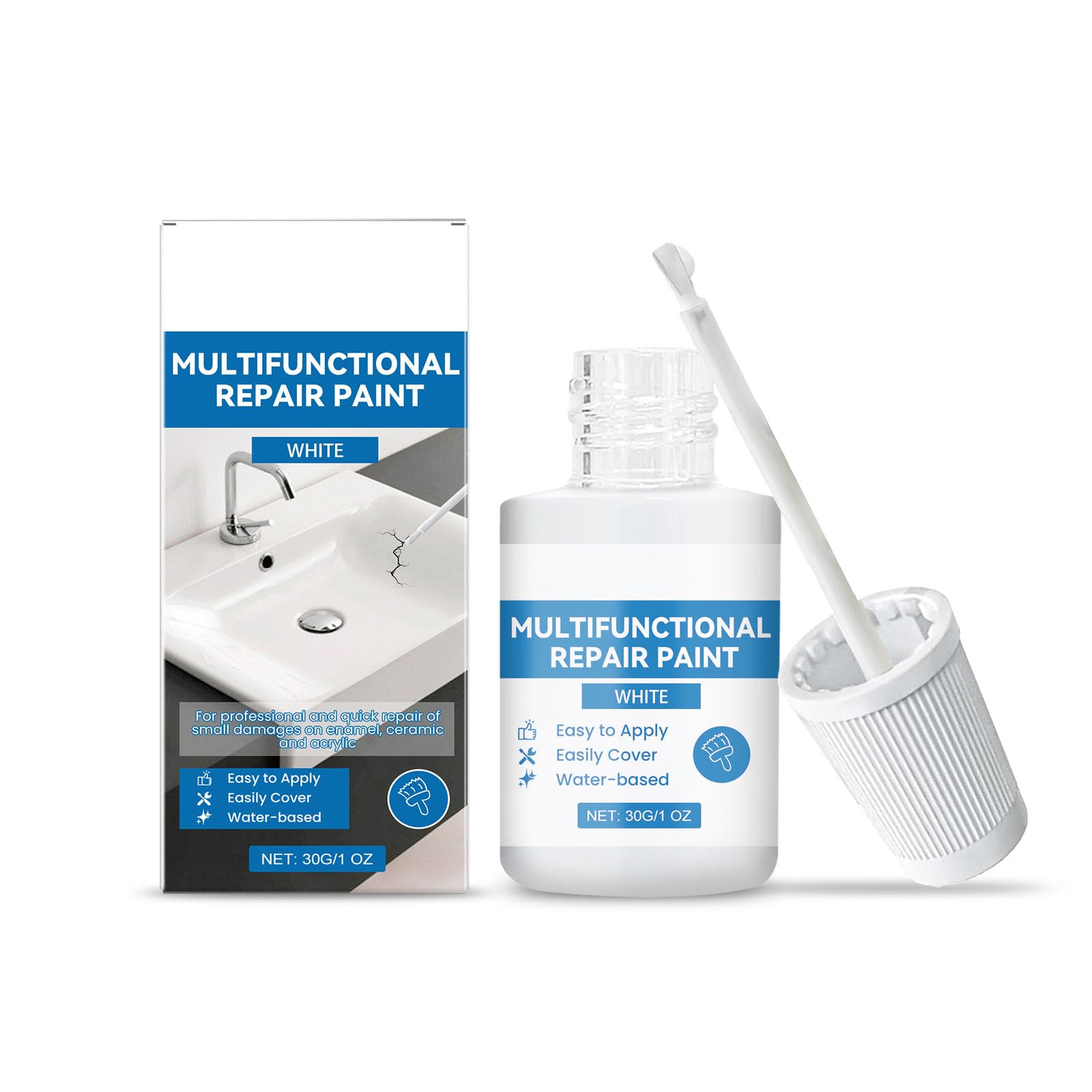 Ceramic Cracks Repair Paint Water Resistant Scratch Repair Pen Stain Cover Glues for Bathroom Tiles Bathtubs Sinks Multifunctional Wall Scratch Stain Cover Glues