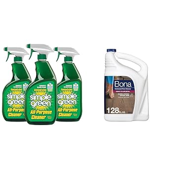 Simple Green AllPurpose Cleaner, 32 Fl Oz Pack of 3, Original, 96 Fl Oz & Bona Hardwood Floor Cleaner Refill - 128 fl oz - Unscented - Refill for Bona Spray Mops