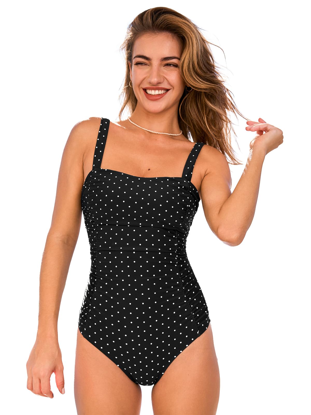 CUPSHE Costume da bagno intero da donna, scollo quadrato, controllo della pancia, incrociato, con laccetto