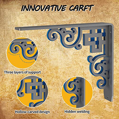 Picesa- Heavy Duty Shelf Brackets , Max Load 660 Lbs ,Premium Alloy Metal Mantel Brackets (Set Of 2) Fireplace Mantel Brackets - Decorative Countertop Corbel #TOP2