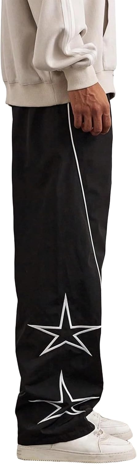 SOFIA'S CHOICE Men's Baggy Pants Wide Leg Striped Star Casual Y2k Pant with Pocket Streetwear - Image 4