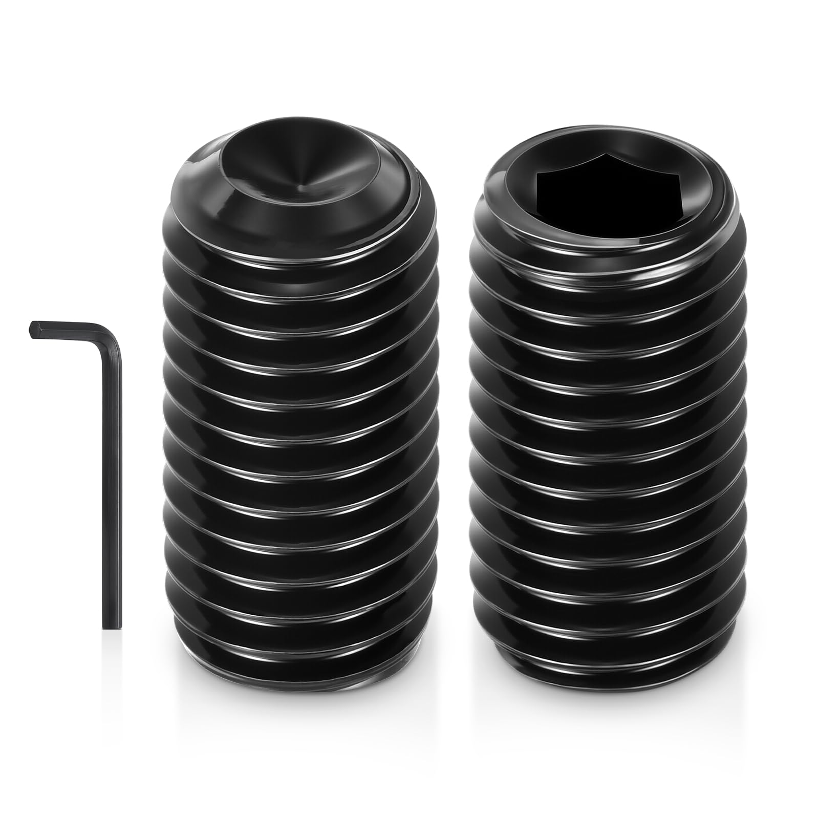 Kozelo 30Pcs Cup Point Socket Set Screws - [M10-1.5x20] Carbon Steel - Black Oxide Finish Hex Socket Grub Set Screws with Hex Key Wrench for Door Handles, Knobs & Light Fixtures