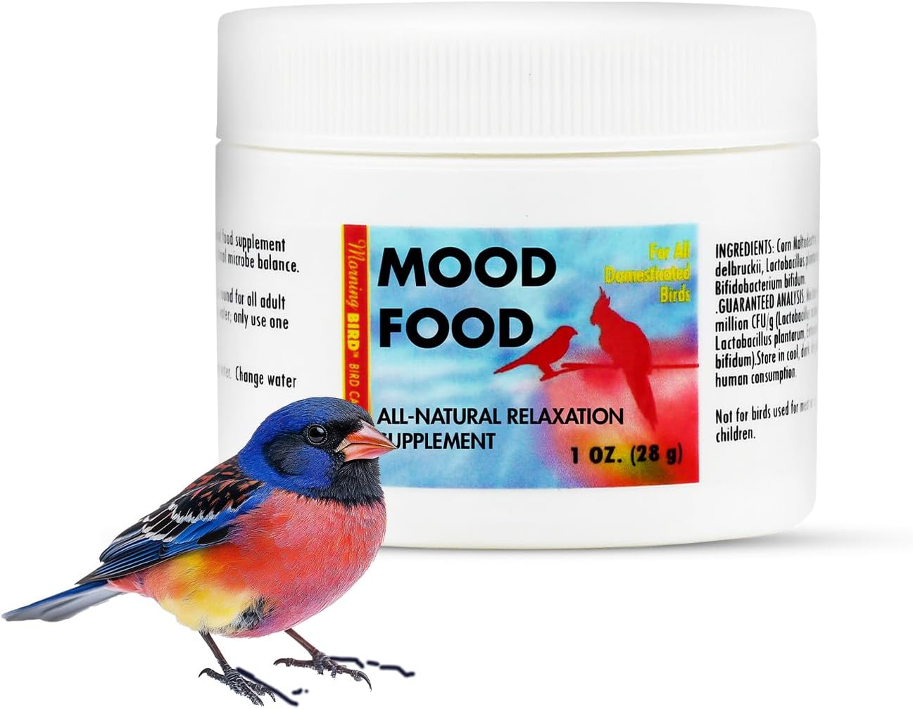 Morning Bird Mood Food (Avian Calming Formula) – Natural Calming Supplement for Birds – Reduces Stress, Feather Plucking & Aggression – Stress Relief Supports with B-Vitamins for Daily Calm 1 oz