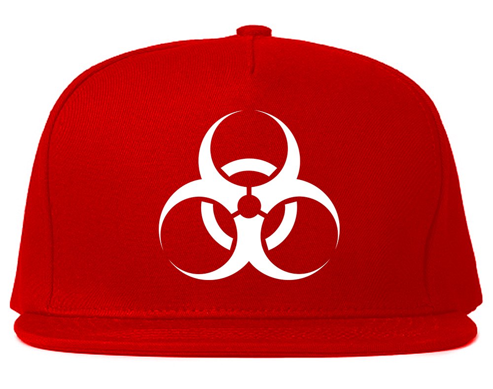 Biohazard Symbol Snapback Hat Cap Red