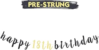 LINGTEER Happy 18th Birthday Party Decorations,18th Birthday Glitter Garland Banner - Cheers to Eighteen Years Old Bday Party Backdrop Decoration Sign.