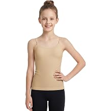 ATTRACO Ribflex Girls Tank Tops with Built in Bra Kids Camisole 7-16Y | Adjustable Straps, Ribbed Seamless, Tagless, Slim Fit, Dance Ballet Undershirt, Yoga Top, Active Sports