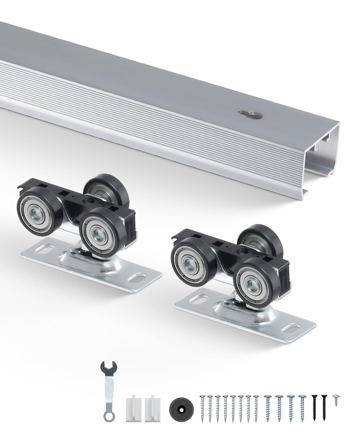 VEVOR YMXT-XC39-5 Schienensatz für Schiebetüren – Silber, Ein-Gleislauf, 144,1 cm
