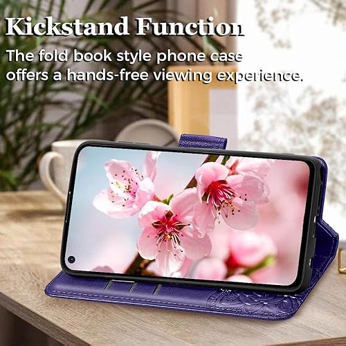 Miniatura 5 de Funda para Motorola Moto G Stylus 5G 2021, funda protectora de piel sintética en relieve de mariposa con ranuras para tarjetero y correa para la